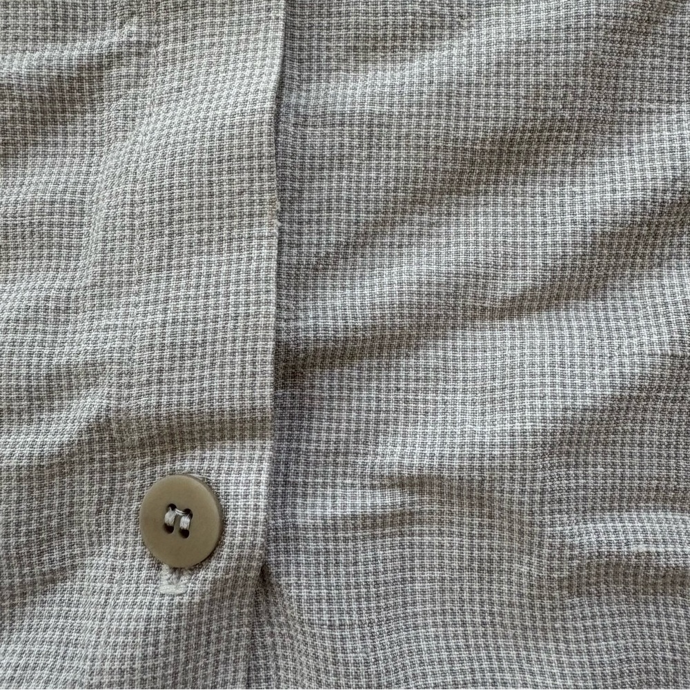 VTG Eileen Fisher Jacket Women L Linen Blend Tan Check Lightweight Boxy Coat - Picture 6 of 11